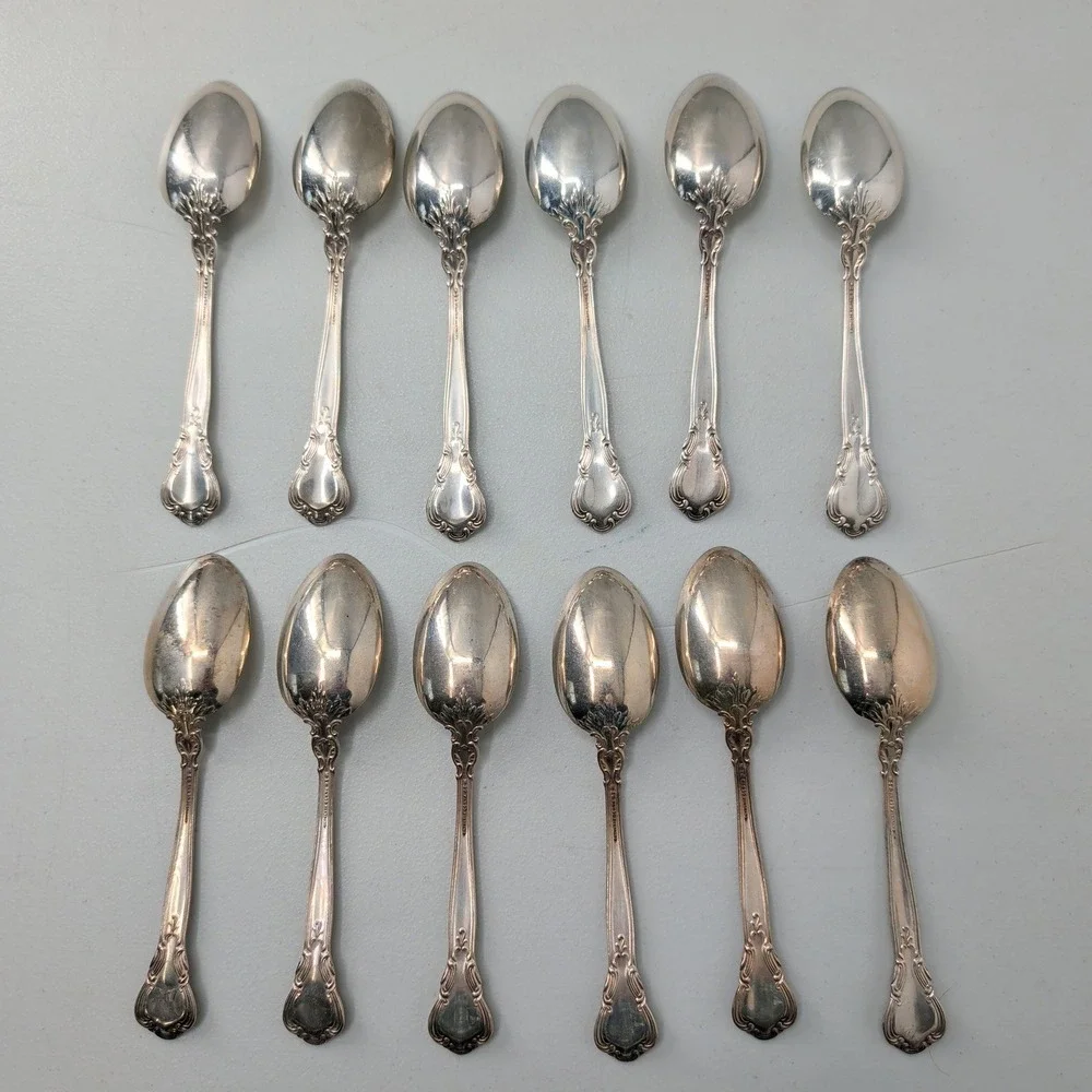 Gorham Chantilly Sterling Silver Teaspoons Set of 12 Monogram Pat. Mark 97